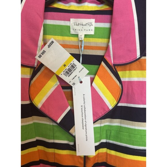 Bedhead x TRINA TURK MEDIUM Poolside Stripe Women's Shorty 100% Cotton PJ Set - Picture 5 of 8